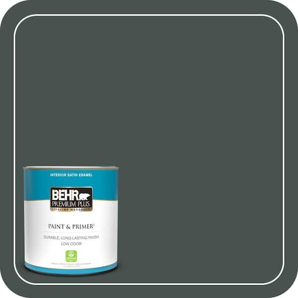 BEHR PREMIUM PLUS 1 qt. Home Decorators Collection #HDC-WR16-05 Evergreen Field Satin Enamel Low Odor Interior Paint & Primer
