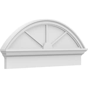 36 in. W x 15-7/8 in. H x 2-3/4 in. P Segment Arch 3 Spoke Signature Urethane Combination Pediment, Primed Tan