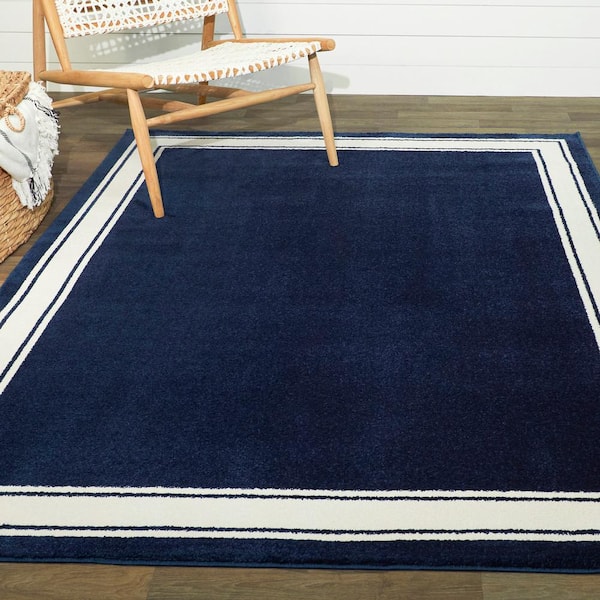 Vernon Navy 5 ft. x 7 ft. Border Area Rug