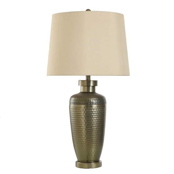 StyleCraft 32.5 in. Brewton Table Lamp with Beige Hardback Fabric Shade