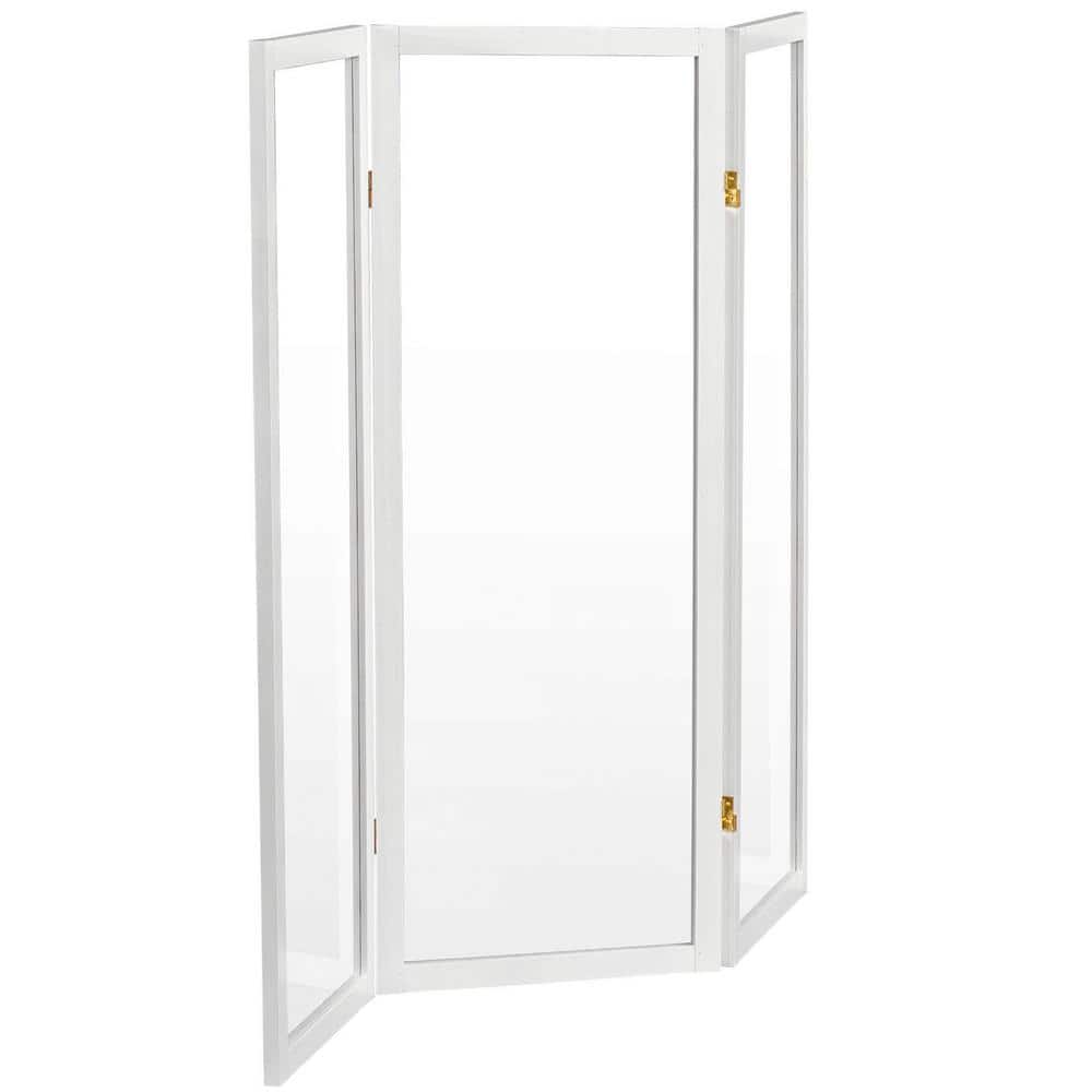 4 ft. Tall White Acrylic 3-Panel Folding Screen