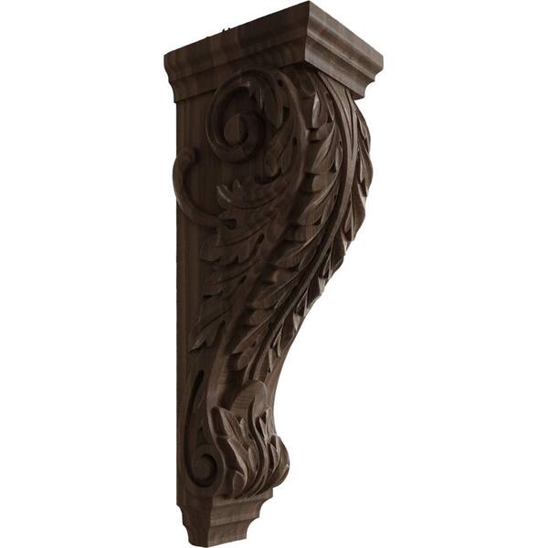 Ekena Millwork 8 in. x 6-1/2 in. x 22 in. Unfinished Wood Walnut Small Jumbo Acanthus Corbel