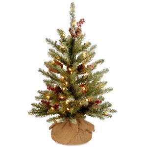3 ft. Battery Operated Dunhill Fir Artificial Christmas Tree with Warm White LED Lights