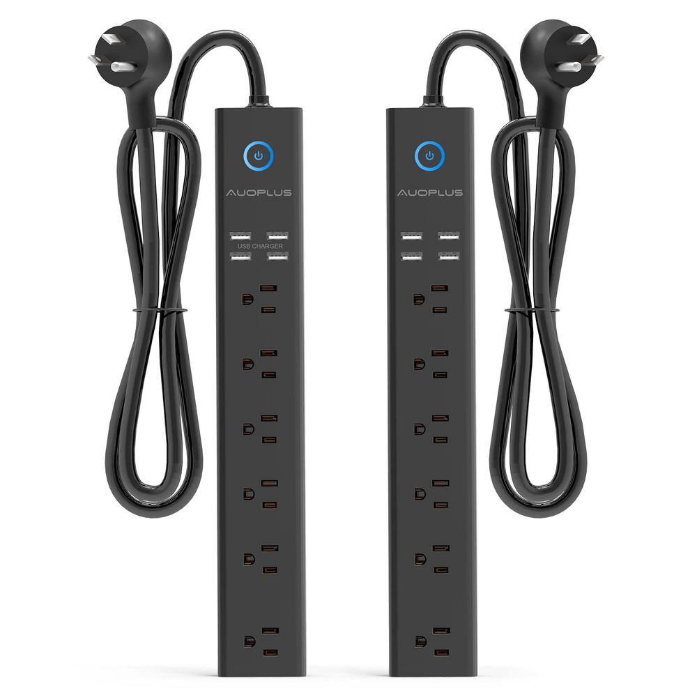 6 ft. Extension Cord 6-Outlet Power Strip Surge Protector in Black with 4 USB ports and Flat Plug - 2 Pack price history on PriceWatchPro