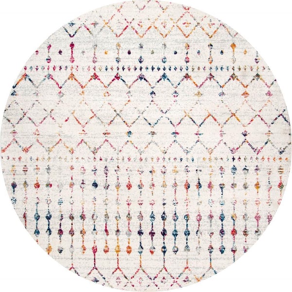 nuLOOM Blythe Modern Moroccan Trellis 10 ft. Light Multi Round Rug
