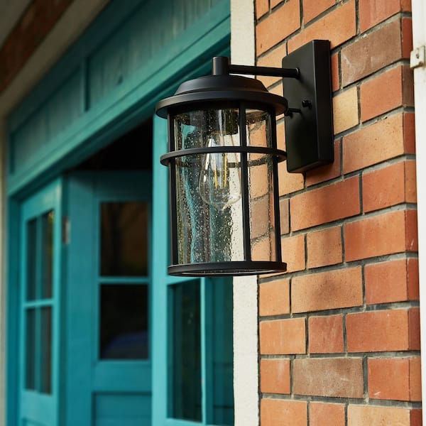 1- Light Matte Black Outdoor Wall Lantern Sconce