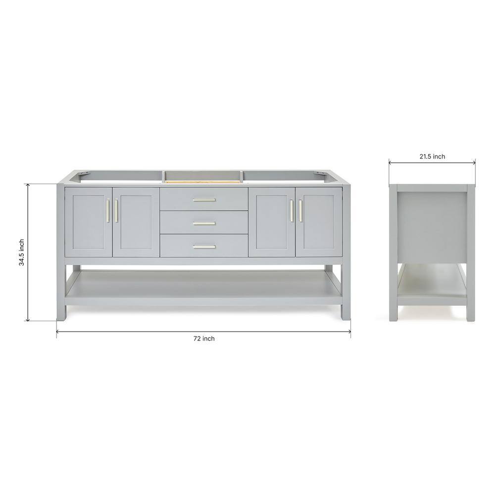 Magnolia 72" Double Freestanding Grey Wood Bathroom Vanity