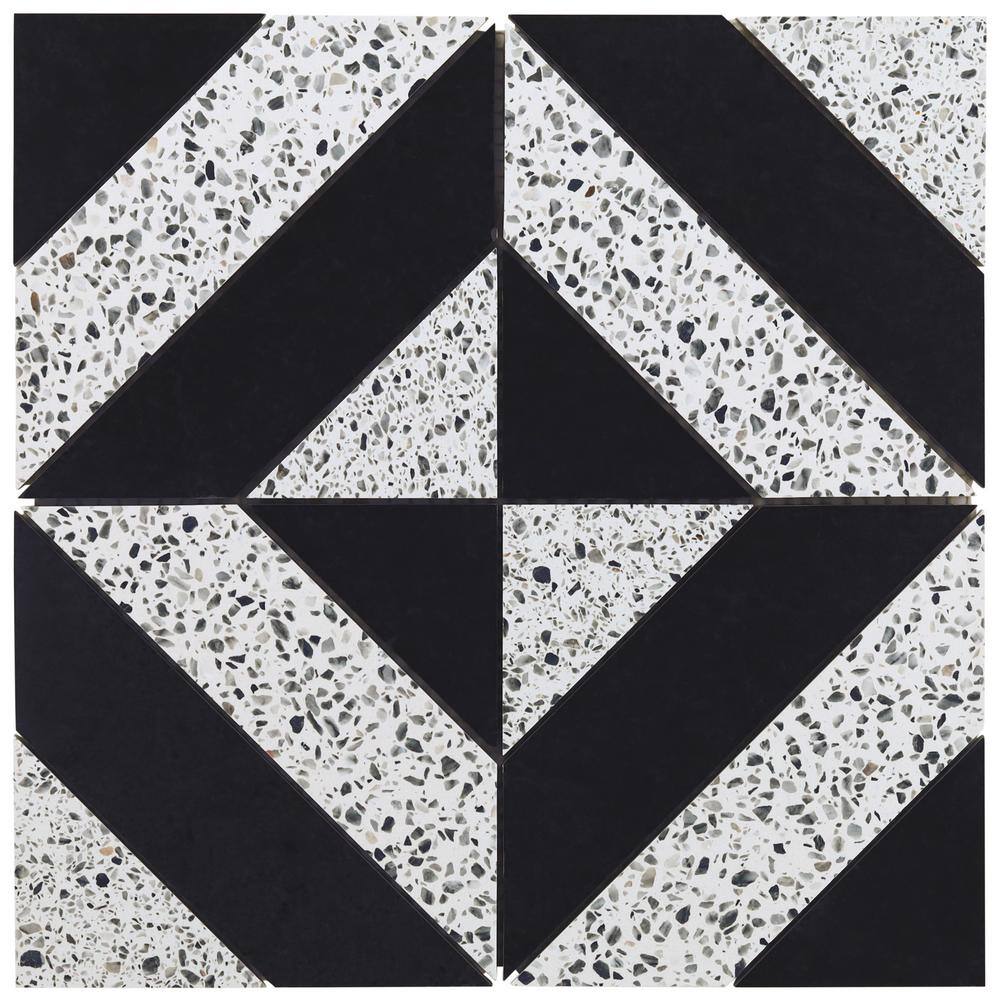 Lupa 12x12 Black and White Marble Terrazzo Mosaic Tile
