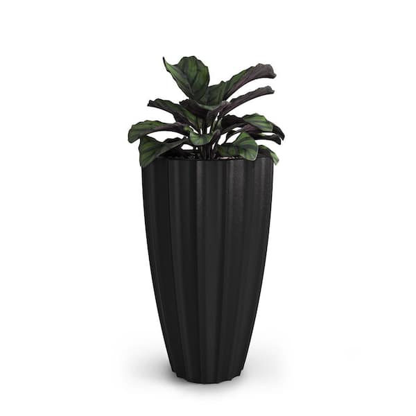 Mayne Sedona 28 in. Tall Self-Watering Black Polyethylene Planter