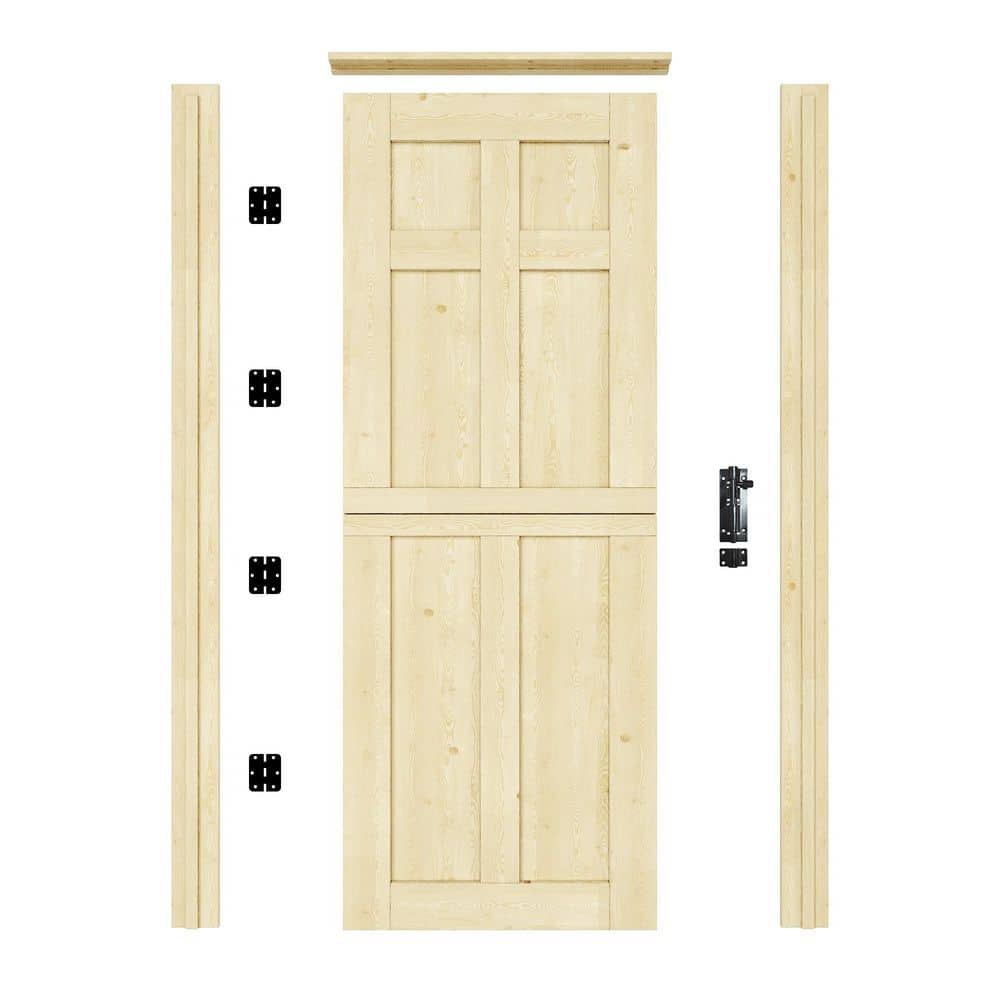 32 in. x 80 in. Solid Pine Universal 6-Panel Unfinished Dutch Wood Prehung Front Door with Quick Assemble Jamb price history on PriceWatchPro