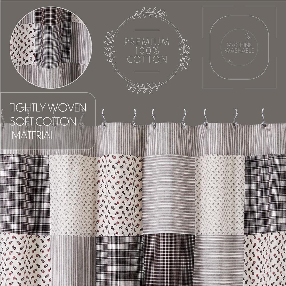 Florette Patchwork Brown and White Fabric Shower Curtain 72x72