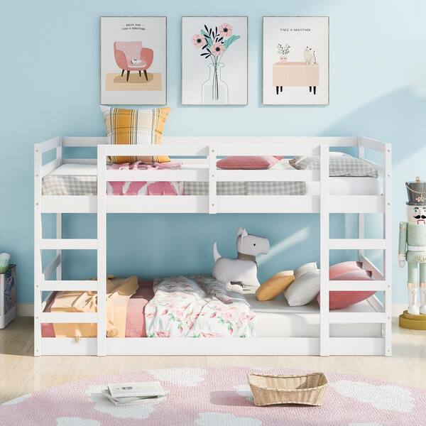 Kid Bunk Bed Frame, Low Profile Twin Bed For Toddler