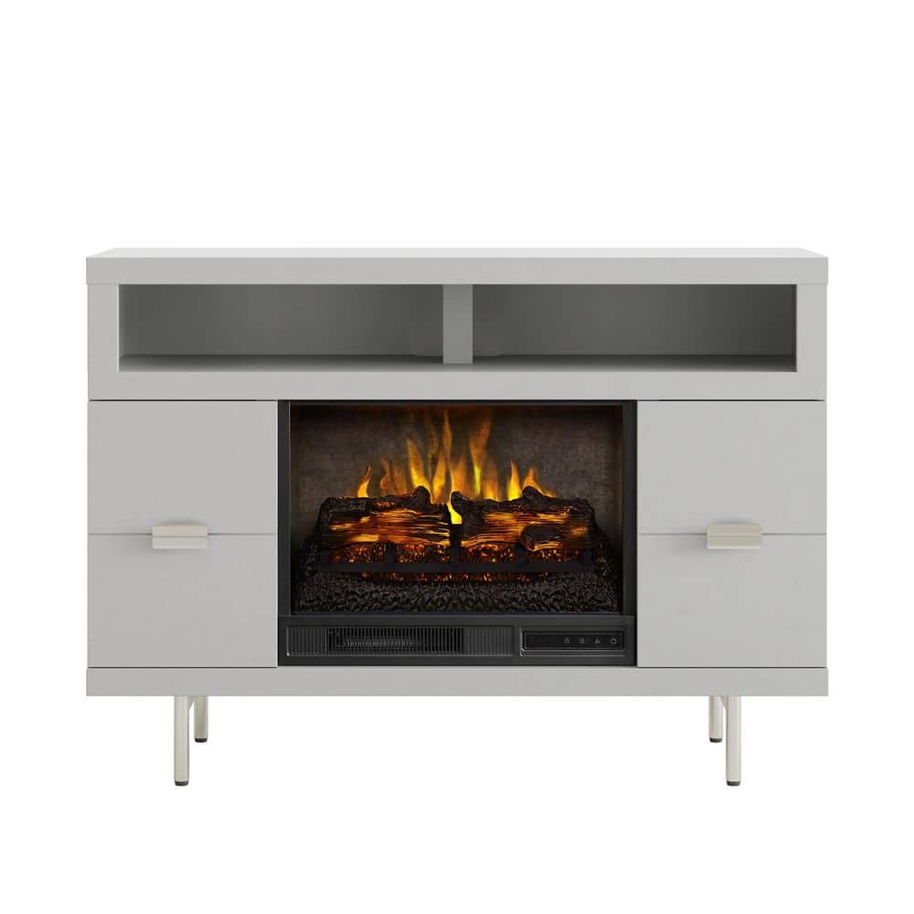 SCOTT LIVING Cestoni 48 in. Freestanding Media Console Wooden Electric Fireplace in White -  HDSLFP48L-3B
