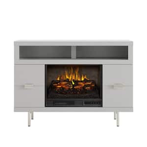 Cestoni 48 in. Freestanding Media Console Wooden Electric Fireplace in White