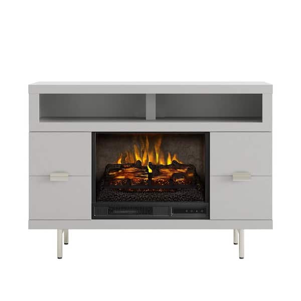 SCOTT LIVING Cestoni 48 in. Freestanding Media Console Wooden Electric Fireplace in White