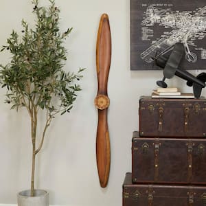 5 in. x  56 in. Metal Brown 2 Blade Airplane Propeller Wall Decor with Aviation Detailing