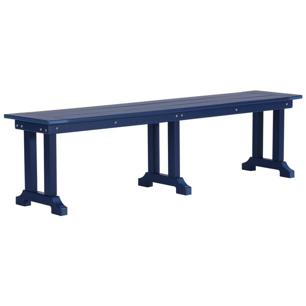 Hayes 65 in. Backless HDPE Plastic Trestle Outdoor Dining 2-Person Patio Garden Bench in Navy Blue price history on PriceWatchPro