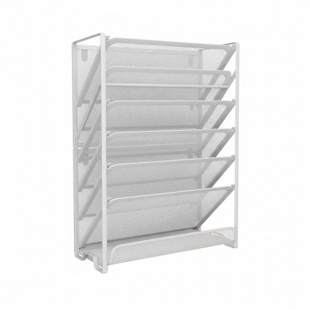 Mesh 7-Tier Vertical Hanging File Holder Black Wall/Desktop Metal