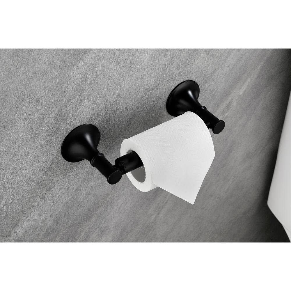 Matte Black 6-Piece Brass Bathroom Hardware Set