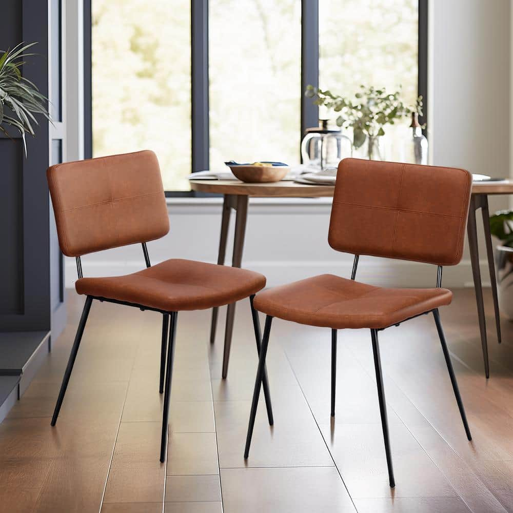 Tan and Black Cane Chairs with Blue Chevron Pillow Top Seat Cushions -  Transitional - Dining Room