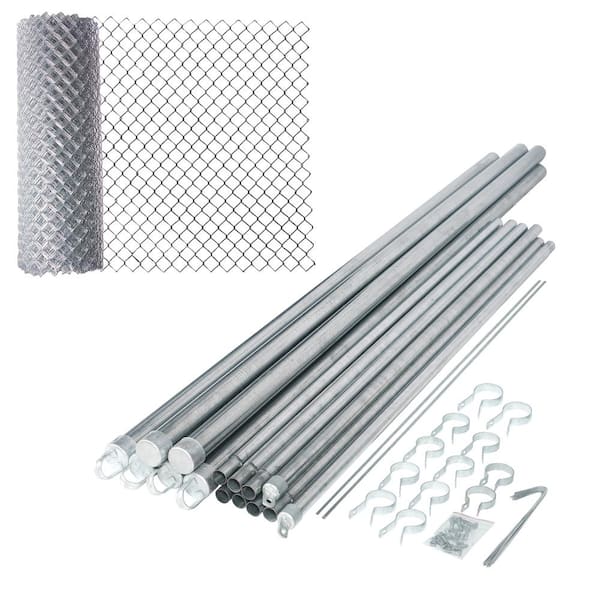 ALEKO Galvanized Steel Chain Link Fence-Complete Kit 4 ft. x 50 ft. 12.5 AW Gauge
