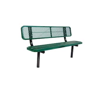 6 ft. Diamond Green In-Ground Commercial Park Bench with Back Surface Mount