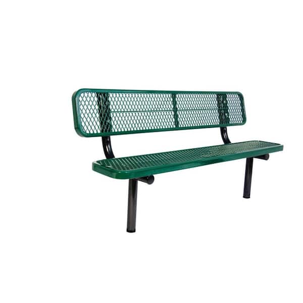Ultra Play 6 ft. Diamond Green In-Ground Commercial Park Bench with Back Surface Mount