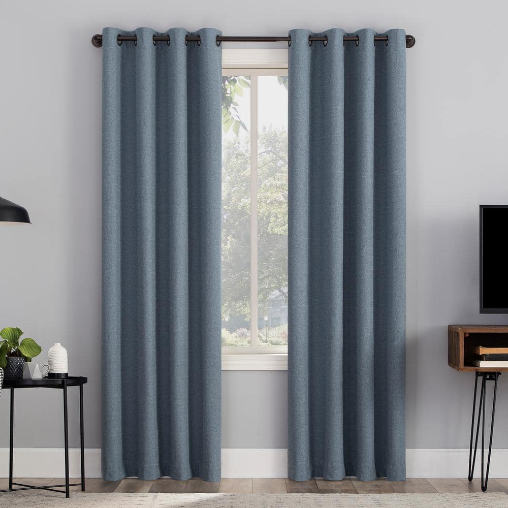 Sun Zero Channing Blue Polyester Solid 50 in. W x 63 in. L Noise ...