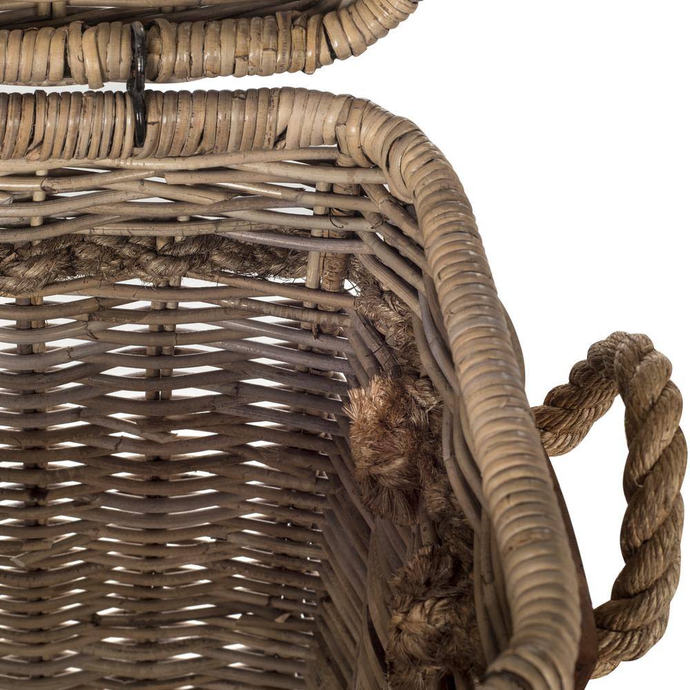 Sidonie Gray Rattan Wicker Storage Hamper with Handles