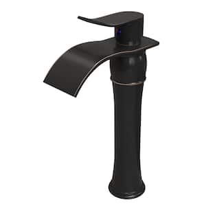 Waterfall Single Hole Single-Handle Vessel Bathroom Faucet With Pop-up Drain Assembly in Oil Rubbed Bronze