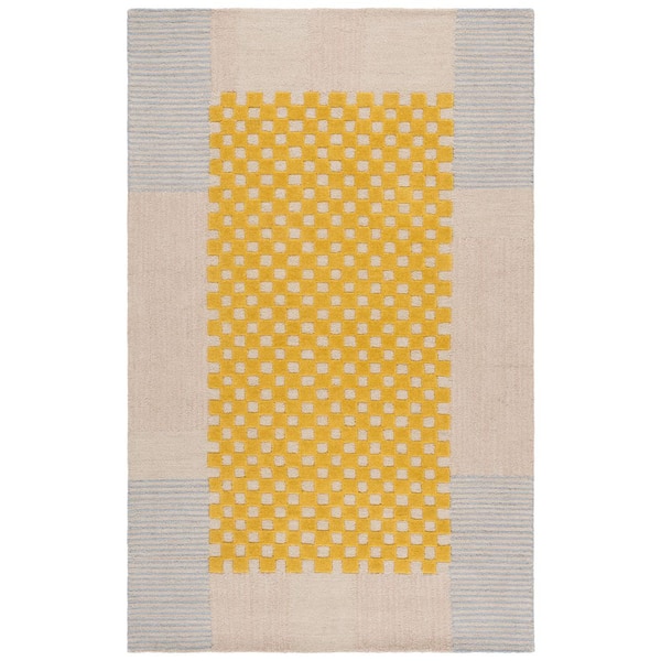 Genre 4 ft. x 6 ft. Gold/Beige Check Area Rug