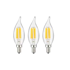 60-Watt Equivalent CA11 Dimmable Clear Flame Tip Filament LED Light Bulb in Warm White, 2700K (3-Pack)