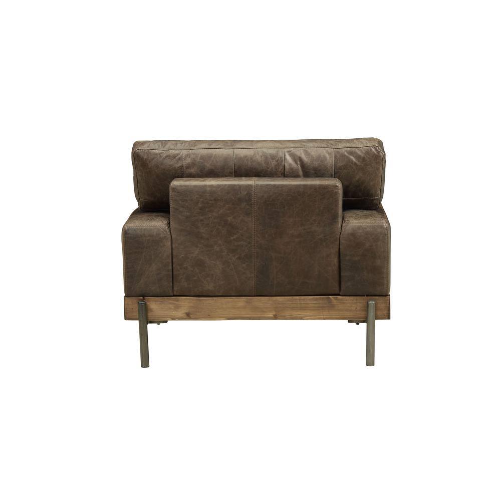 Silchester Distressed Chocolate Leather and Oak Accent Chair