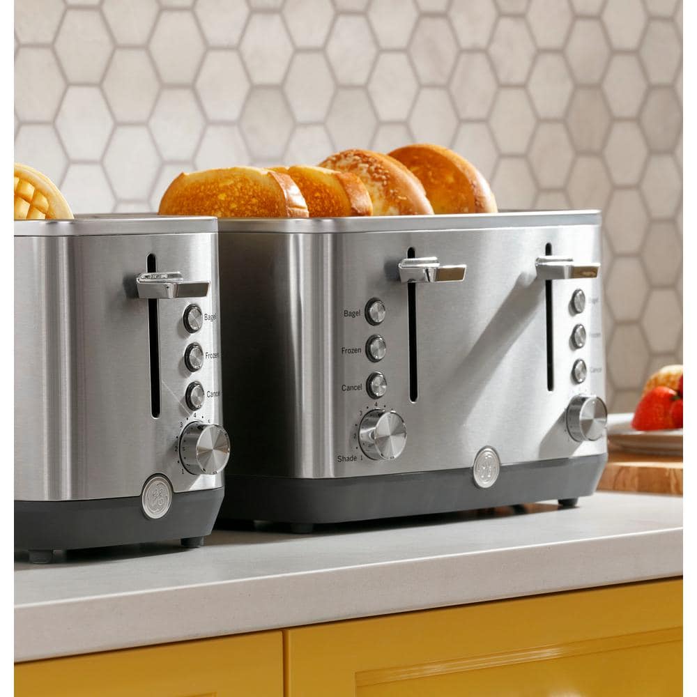 Stainless Steel 4-Slice Toaster with Wide Slots and Crumb Tray