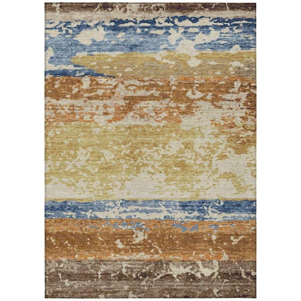 Chantille Machine Washable Indoor/Outdoor Abstract ACN2398 Gold 10 ft. x 14 ft. Area Rug
