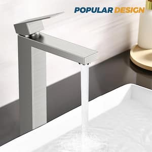 Single Handle High-Arc Bathroom Faucet with Pop-Up Drain Included and Spot Resistant in Brushed Nickel