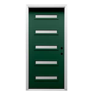 32 in. x 80 in. Davina Left-Hand Inswing 5-Lite Frosted Glass Painted Steel Prehung Front Door on 6-9/16 in. Frame