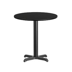 24 in. Round Black Laminate Table Top with 22 in. x 22 in. Table Height Base