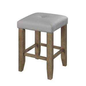 20 in. Brown Low Back Wood Frame Counter Height Stool with Faux Leather Seat ((set of 2))