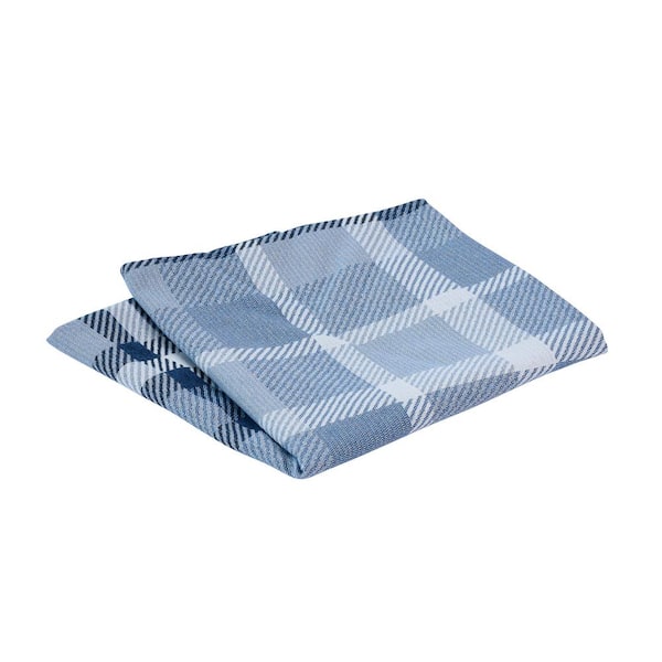 Astella Pacifica 24 in. x 24 in. Tartan Midnight Square Outdoor Throw Pillow Cover