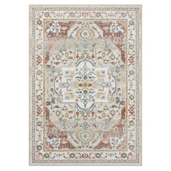 Unbranded Iviana Ivory/Rust 7 ft. 10 in. x 9 ft. 10 in. Contemporary Power-Loomed Border Rectangle Area Rug