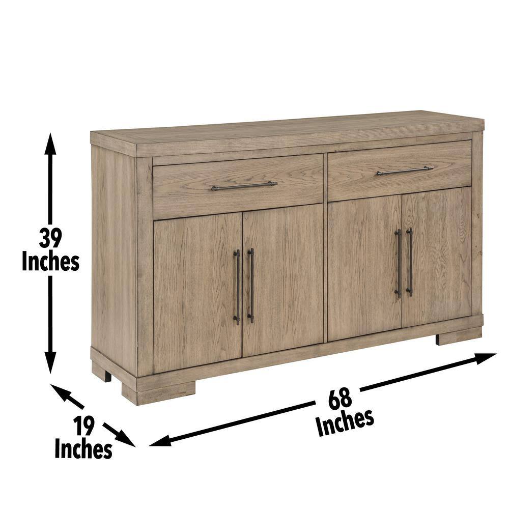 Napa Weathered Sand 2-Drawer Server with Adjustable Shelves