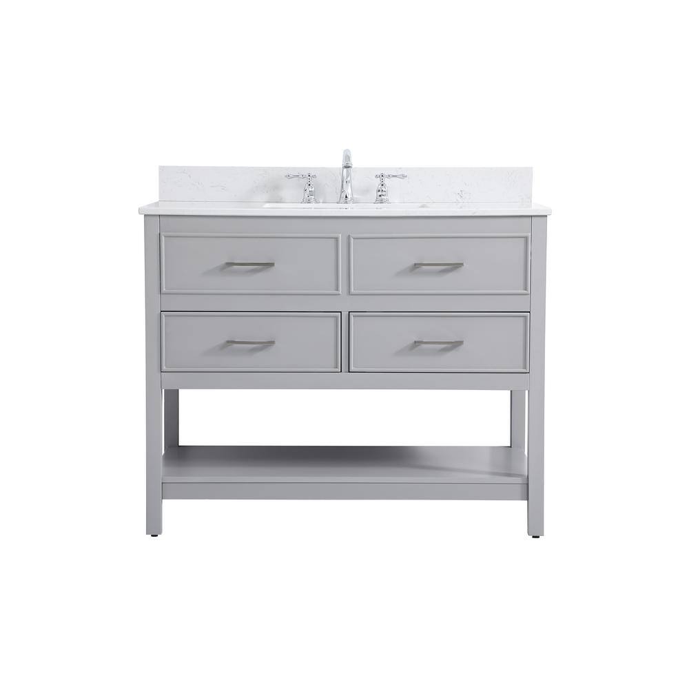 Simply Living 42 in. W x 22 in. D x 34 in. H Bath Vanity in Gray with Calac