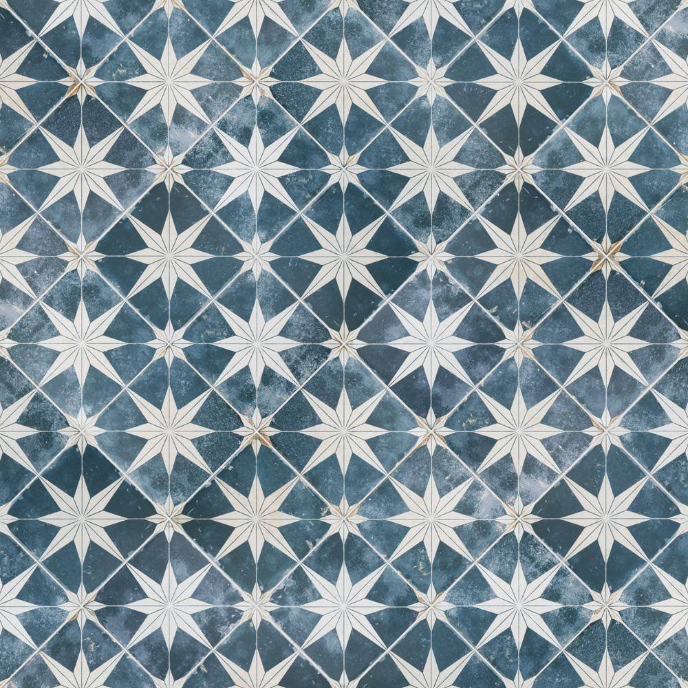 Kings Star Sky Blue and White Ceramic Floor and Wall Tile