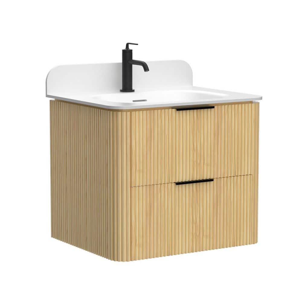 Everline 24 in. Float Golden Oak Bath Vanity with Matte White Acrylic Top Single Sink Assembled price history on PriceWatchPro