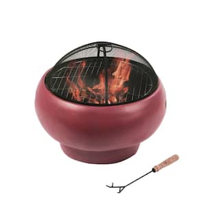 22 in. W Maroon Outdoor Concrete Wood Burning Fire Pit
