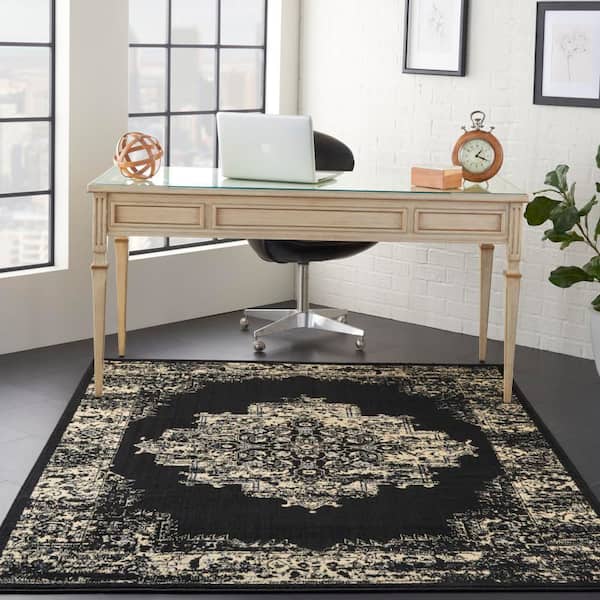 Grafix Black 5 ft. x 7 ft. Persian Farmhouse Area Rug