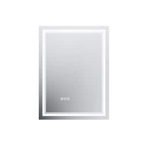 24 in. W x 32 in. H Rectangular Frameless Anti-Fog Wall Dimmable Backlit Dual LED Bathroom Vanity Mirror in Silver