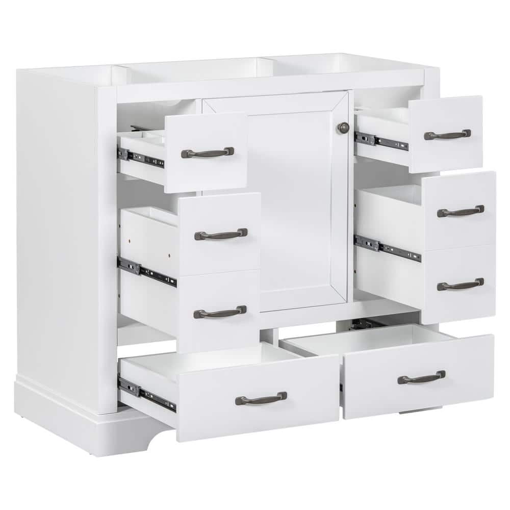 35.5 in. W x 18 in. D x 33 in. H Bath Vanity Cabinet without Top in White w