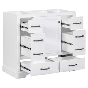 35.5 in. W x 18 in. D x 33 in. H Bath Vanity Cabinet without Top in White with 6-Drawers Multi-Functional Drawer Divider